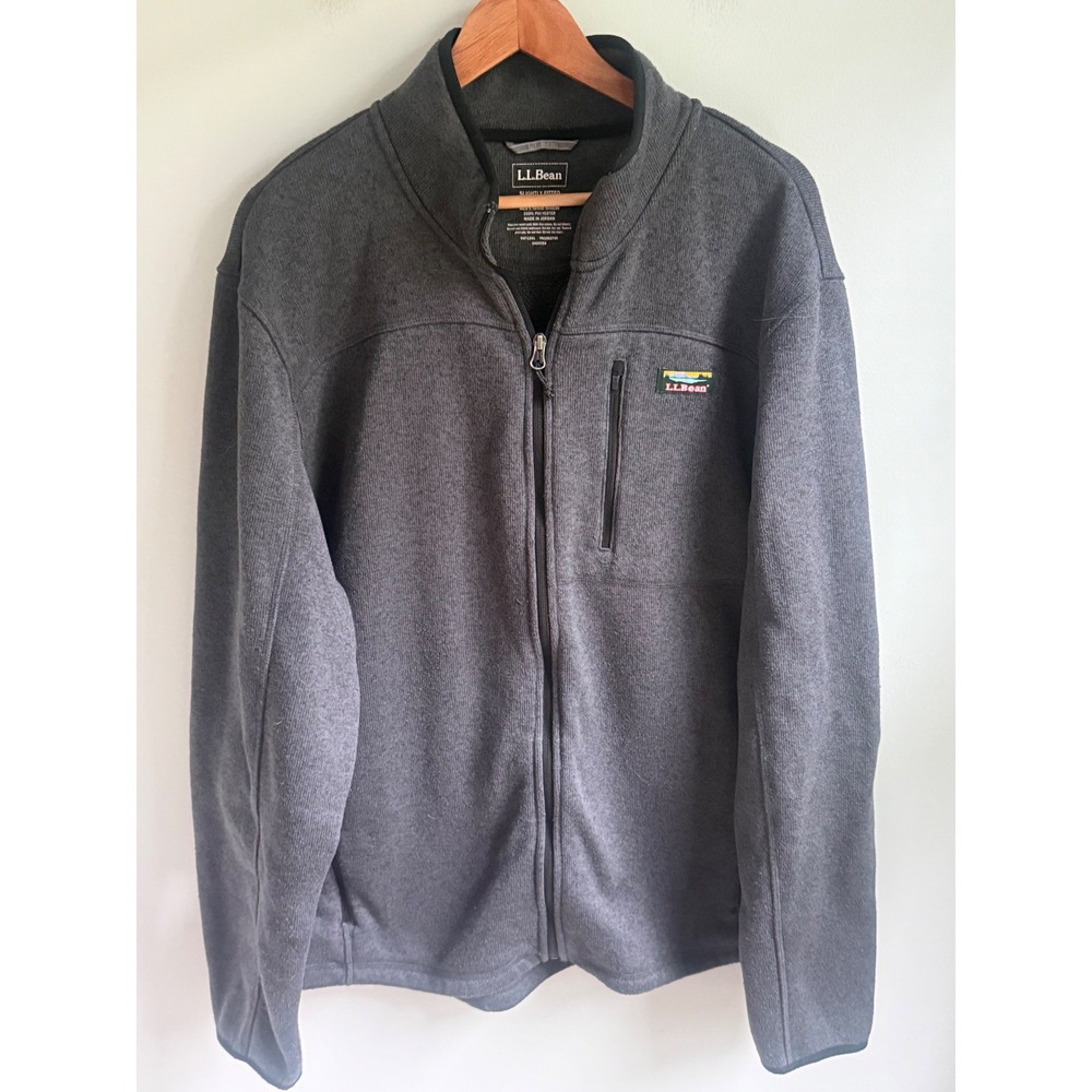 LL Bean Sweater Fleece Full Zip Jacket Mens XXL Tall Gray Charcoal 504939